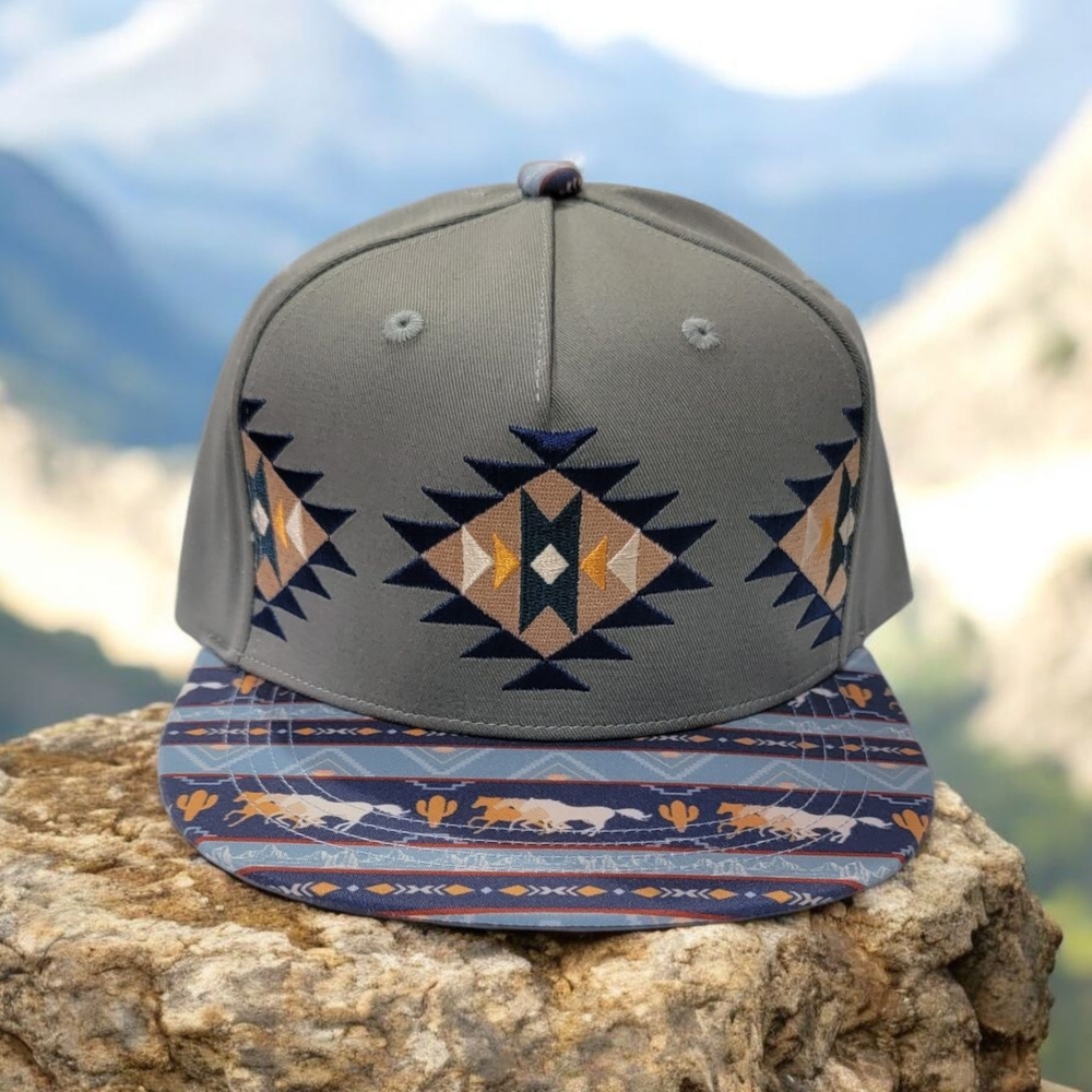 Gray Geometric Pattern Cap